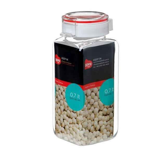 PET SQUARE STORAGE JAR 0.7LTR
