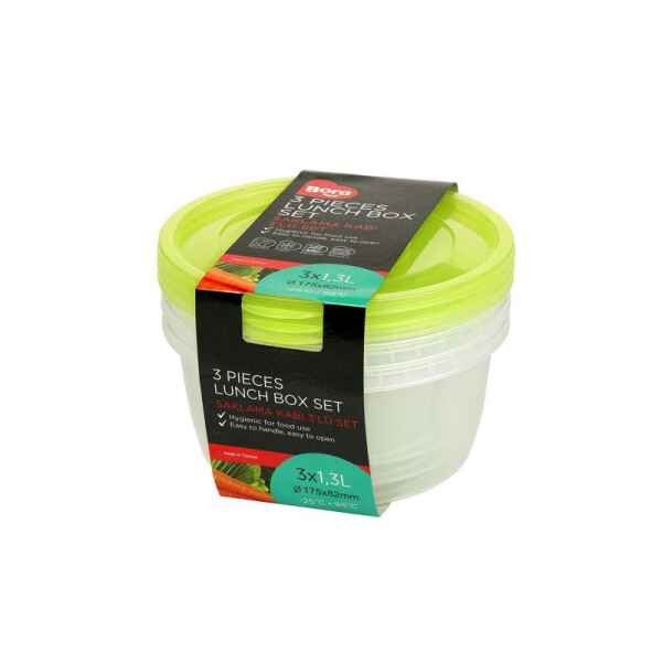ROUND LUNCH BOX SET (X3) 1.3LTR