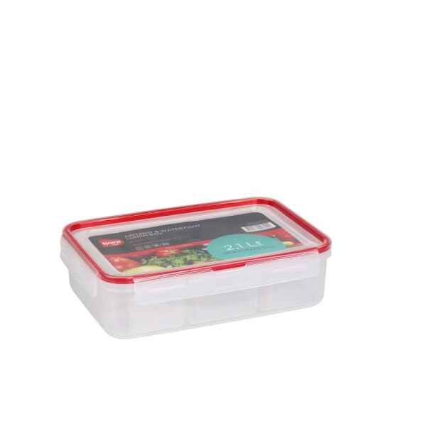 CLICK FOOD STORAGE BOX RECT W/DIVIDER (2.1LTR)