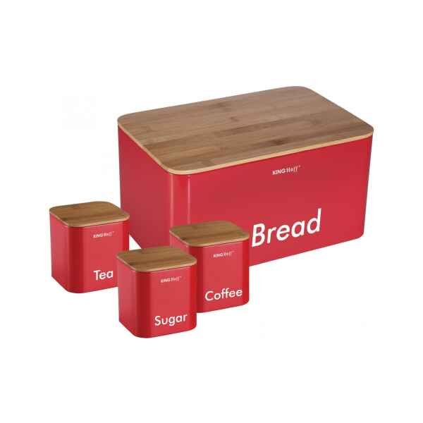 BREAD BIN + CANISTERS RED (35 X 23 X 18.5)
